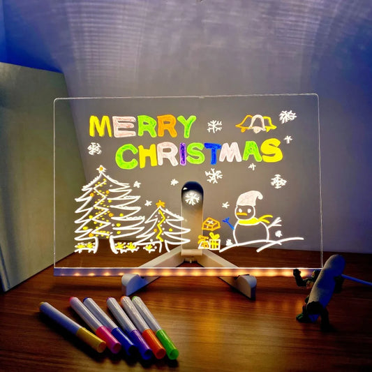 DIY Acrylic LED Message Writing Board with 7 Color Pens